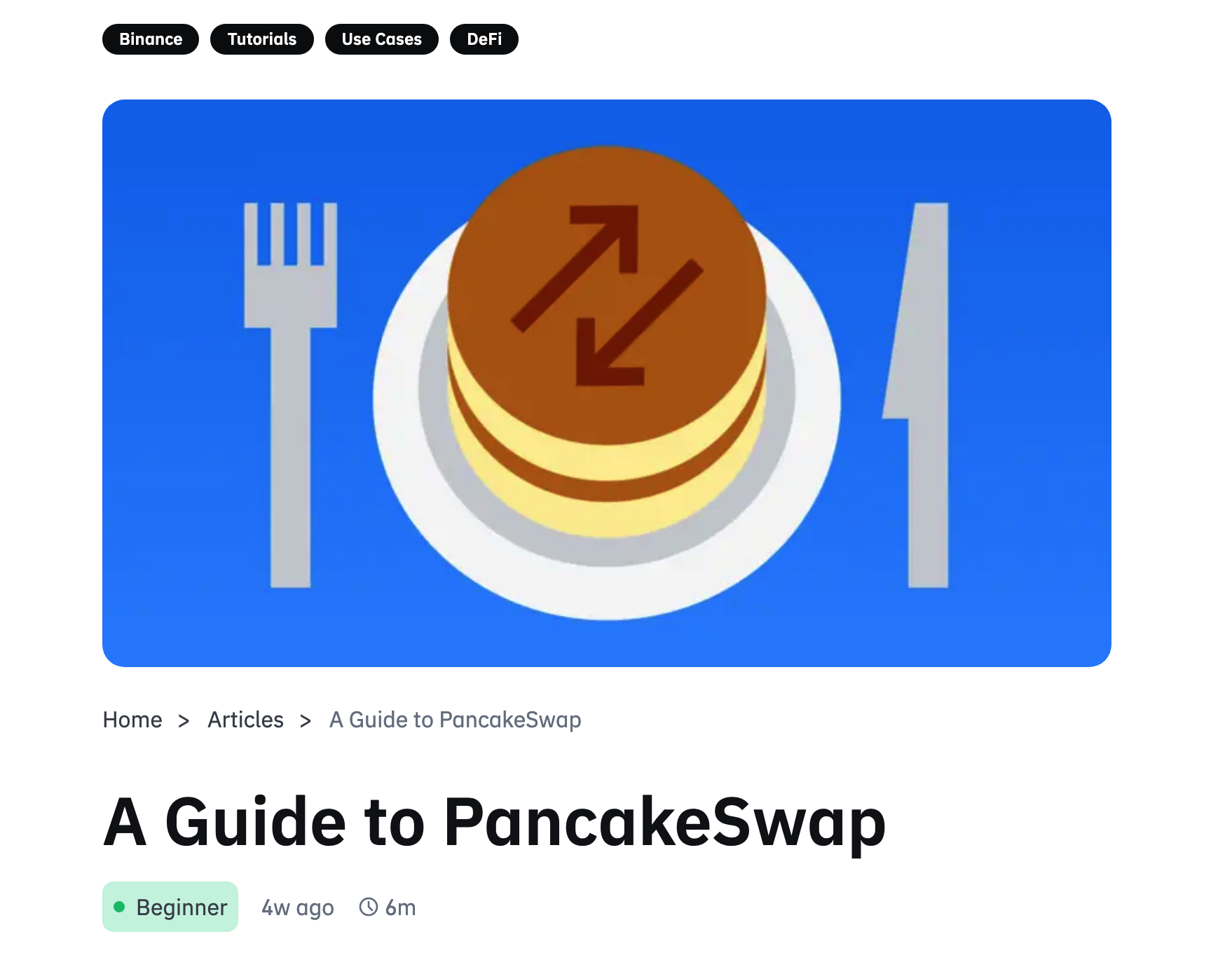 Binance Academy Guide - PancakeSwap